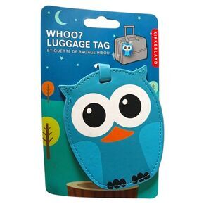 Kikkerland Luggage Bright Blue Owl Bag Tag Travel Whimsical Colorful Gift